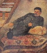 Romanoz Gvelesiani A Kakhetian man with a jar Spain oil painting artist